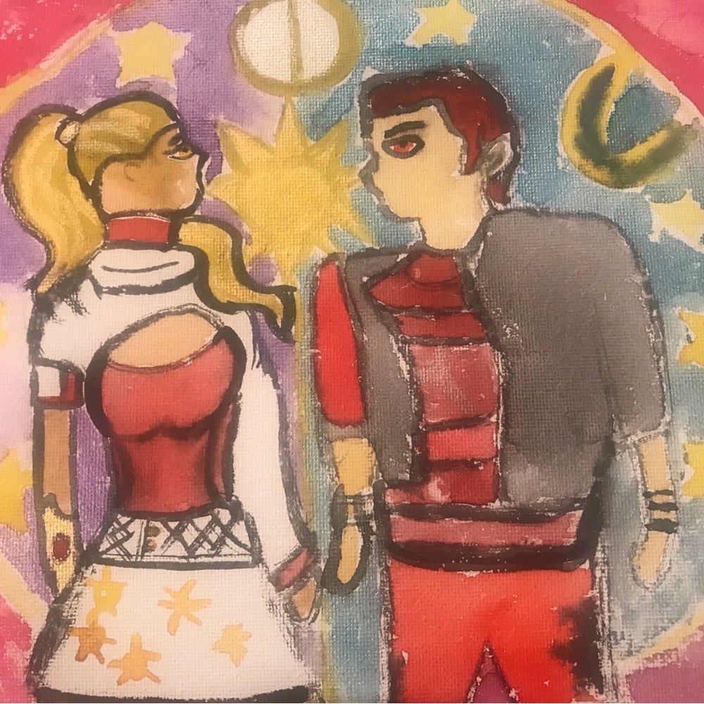 Romantic Starry Night Couple Painting